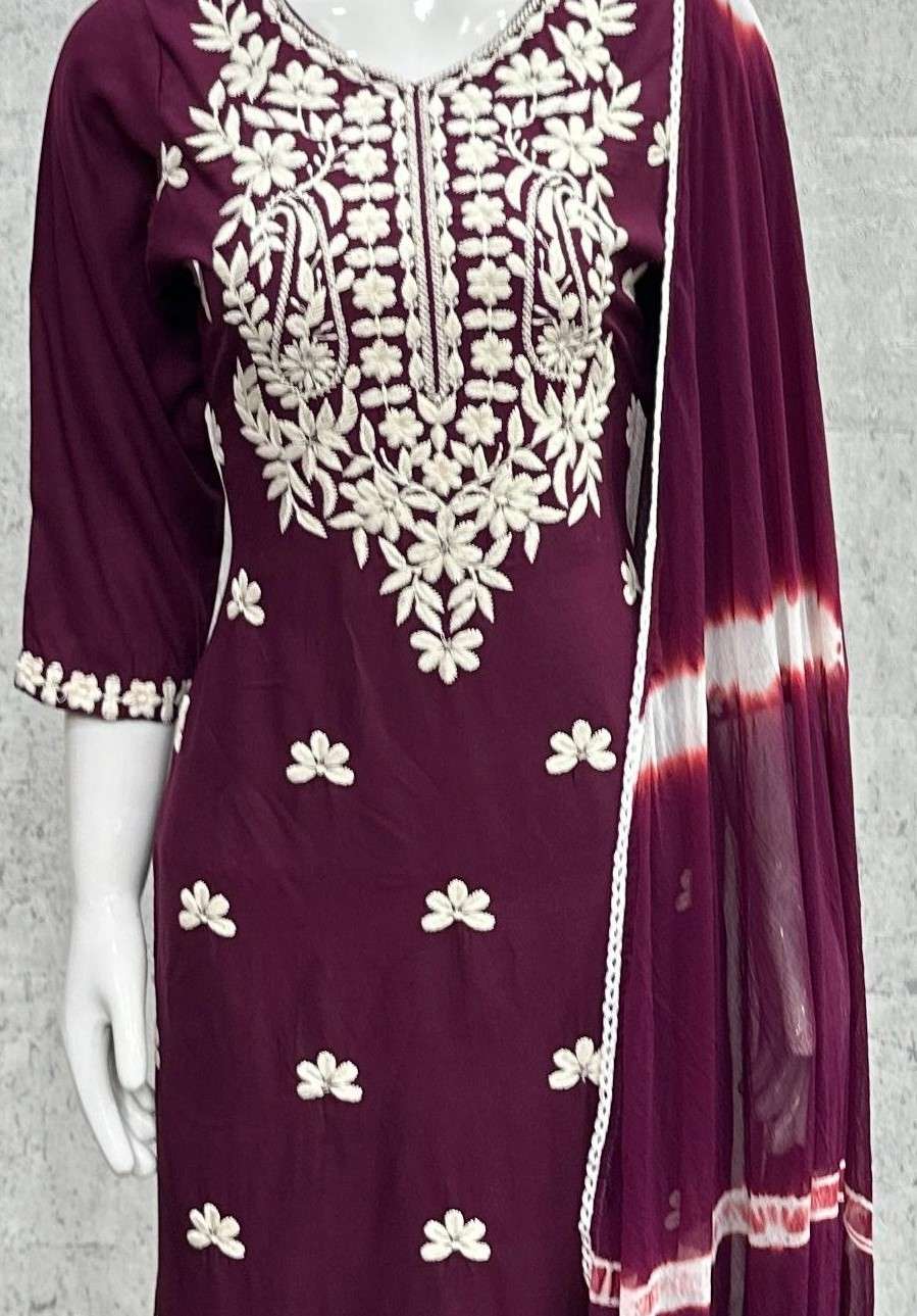 KURTI SHAALA ZARANA LUCKNOWI STYLE RAYON SALWAR SUIT COLLECT...
