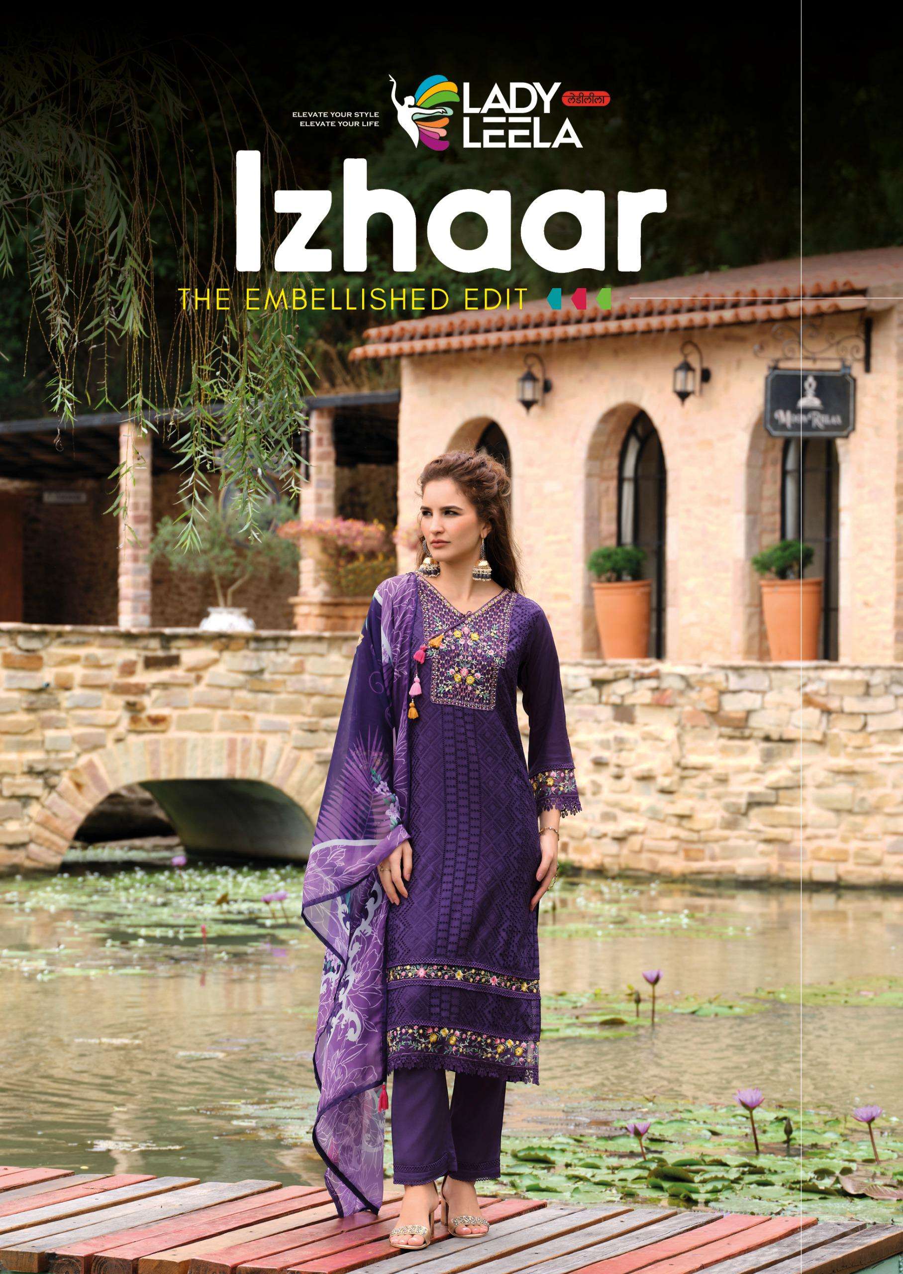 LADY LEELA IZHAAR HIGH BRAND CLOTHING READYMADE MUSLIN SCHIF...