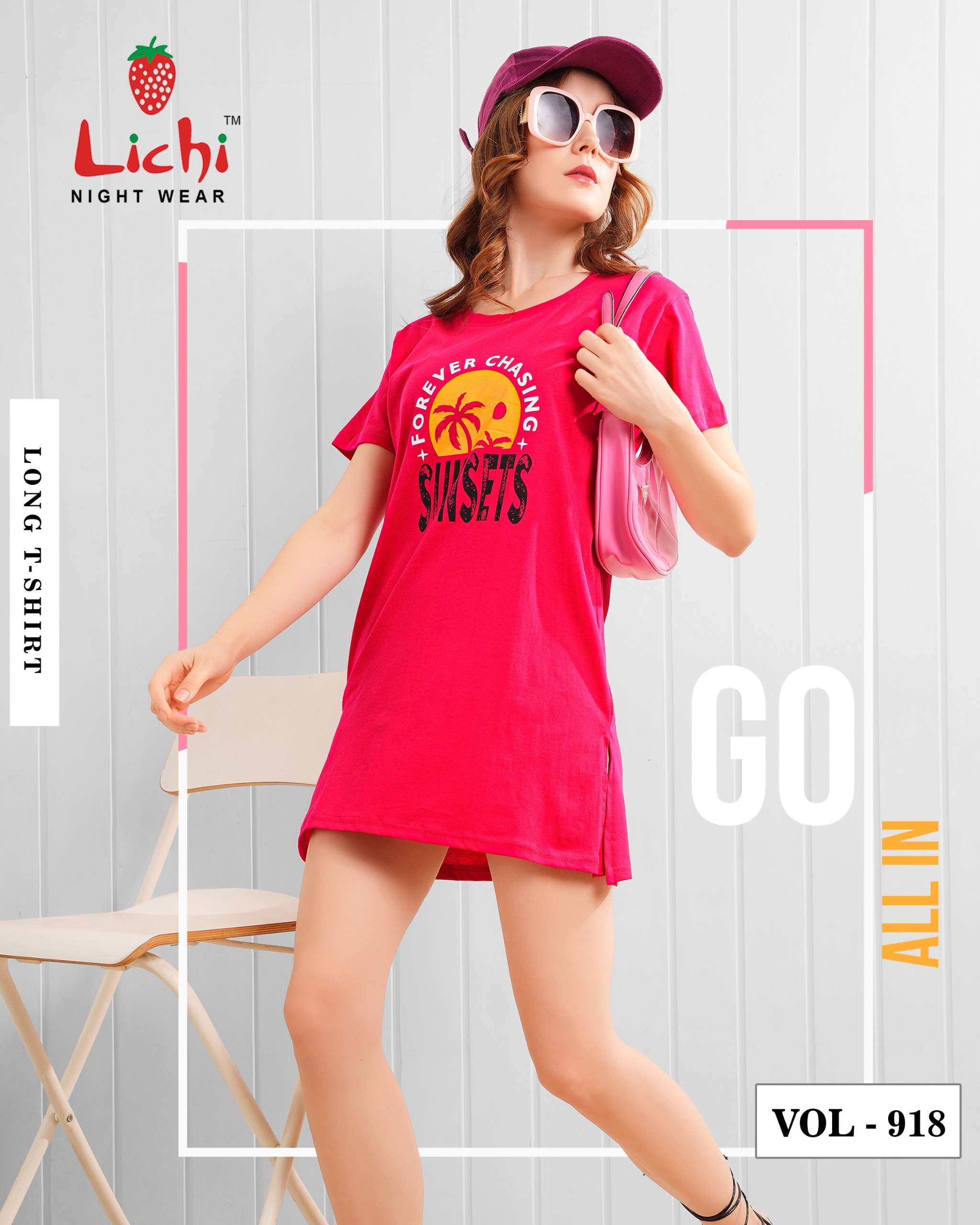 LICHI NIGHT WEAR 918 LONG T SHIRT WITH POCKET STYLE WOMEN CL...