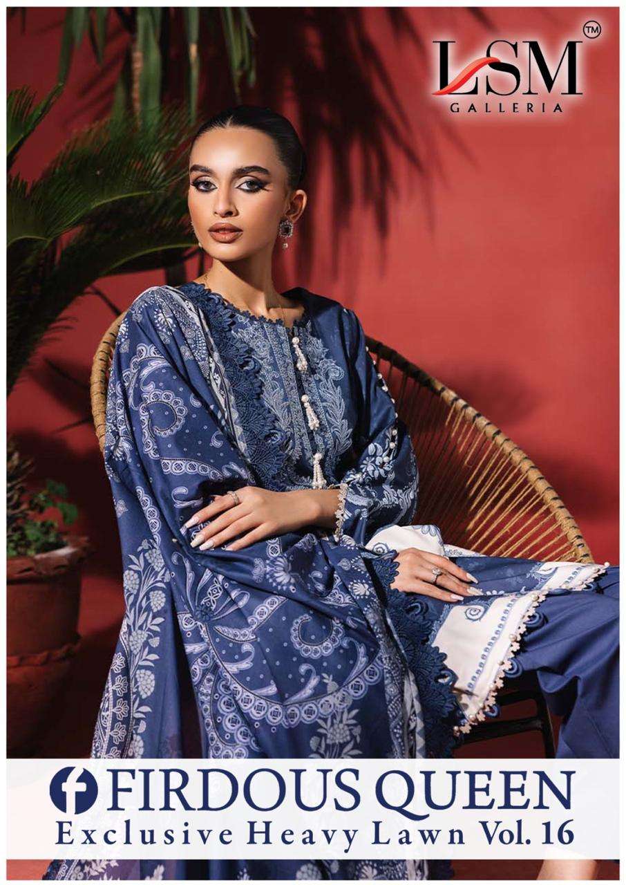 LSM FIRDOUS QUEEN VOL 16 EXCLUSIVE HEAVY LAWN PAKISTANI SUIT...