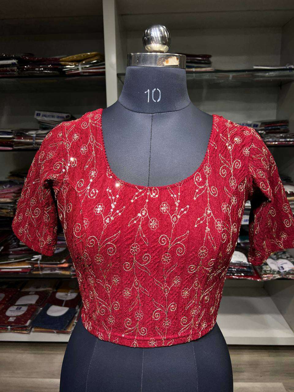 MANGLA POLYSTER EMBROIDERY READYMADE BLOUSE FOR FESTIVAL COL...