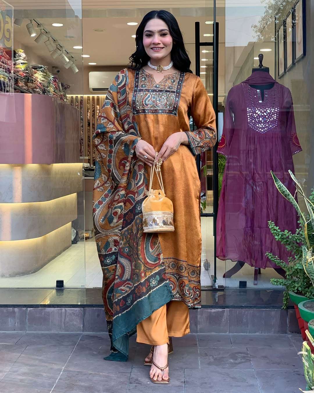 MARYMS YD 0015 CHINON SILK MIRROR WORK SALWAR SUIT FESTIVAL ...