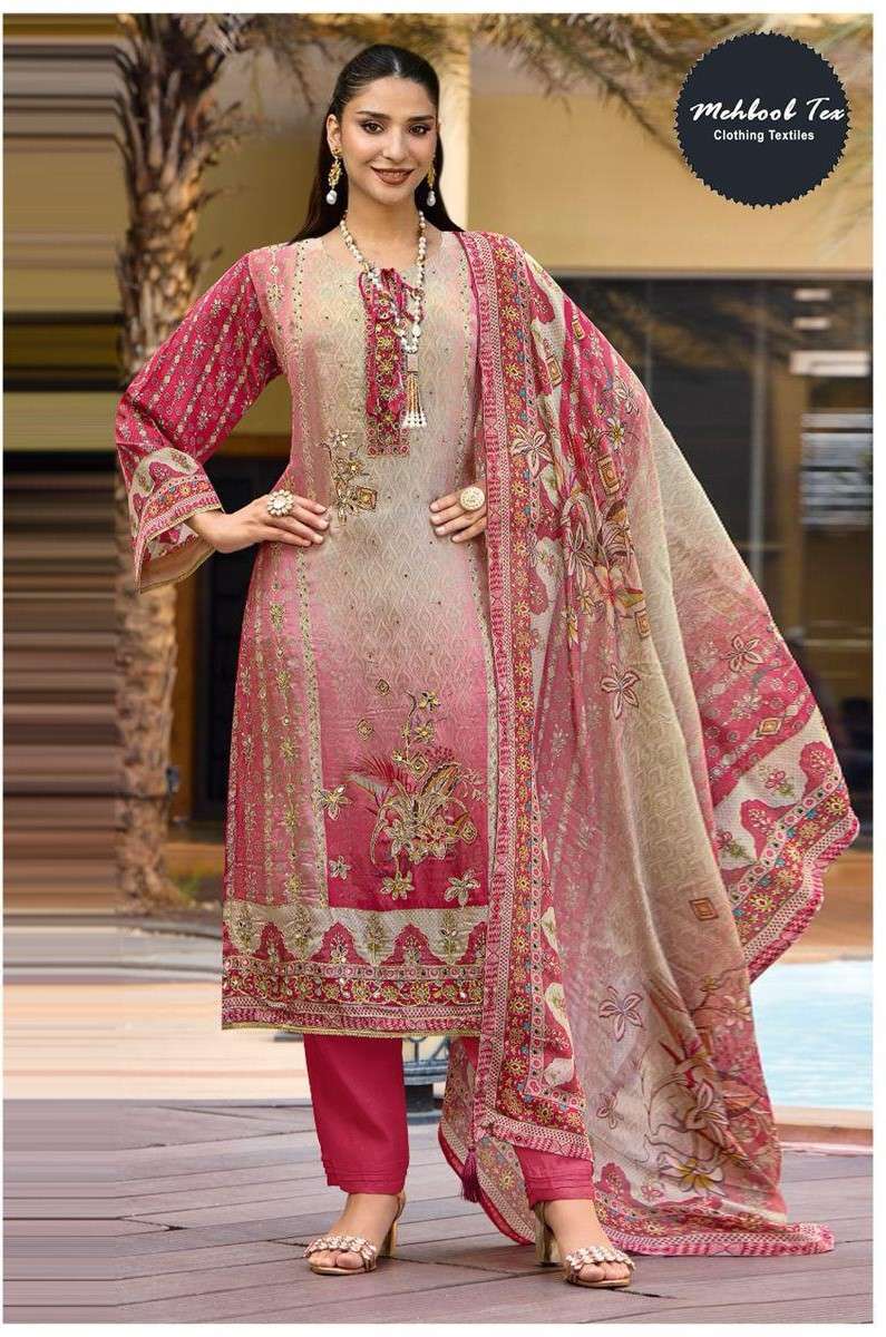 MEHBBOB TEX 1706 VISCOSE MUSLIN DIGITAL PATTERN SUIT FOR PAR...