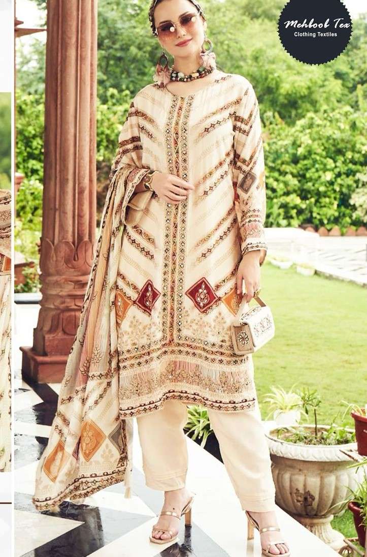 MEHBBOB TEX 1708 EID FESTIVAL MUSLIN WHITE DESIGNER MATERIAL...