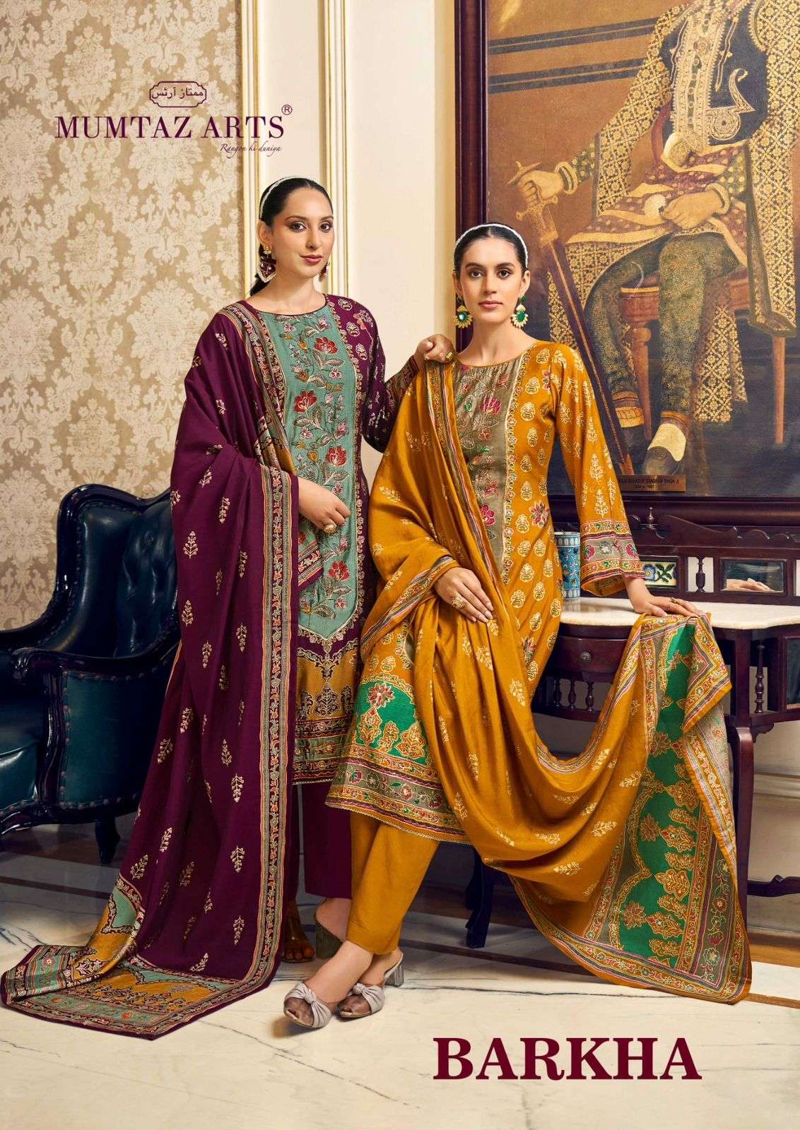 MUMTAZ ARTS BARKHA VISCOSE MUSLIN DESIGNER SUIT WOMEN COLLEC...