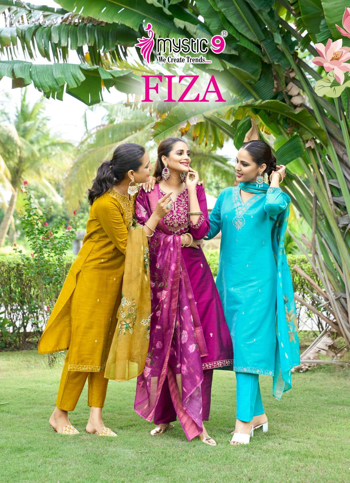 MYSTIC9 FIZA VOL 4 BANGLORE SILK STRAIGHT CUT SALWAR SUIT FU...