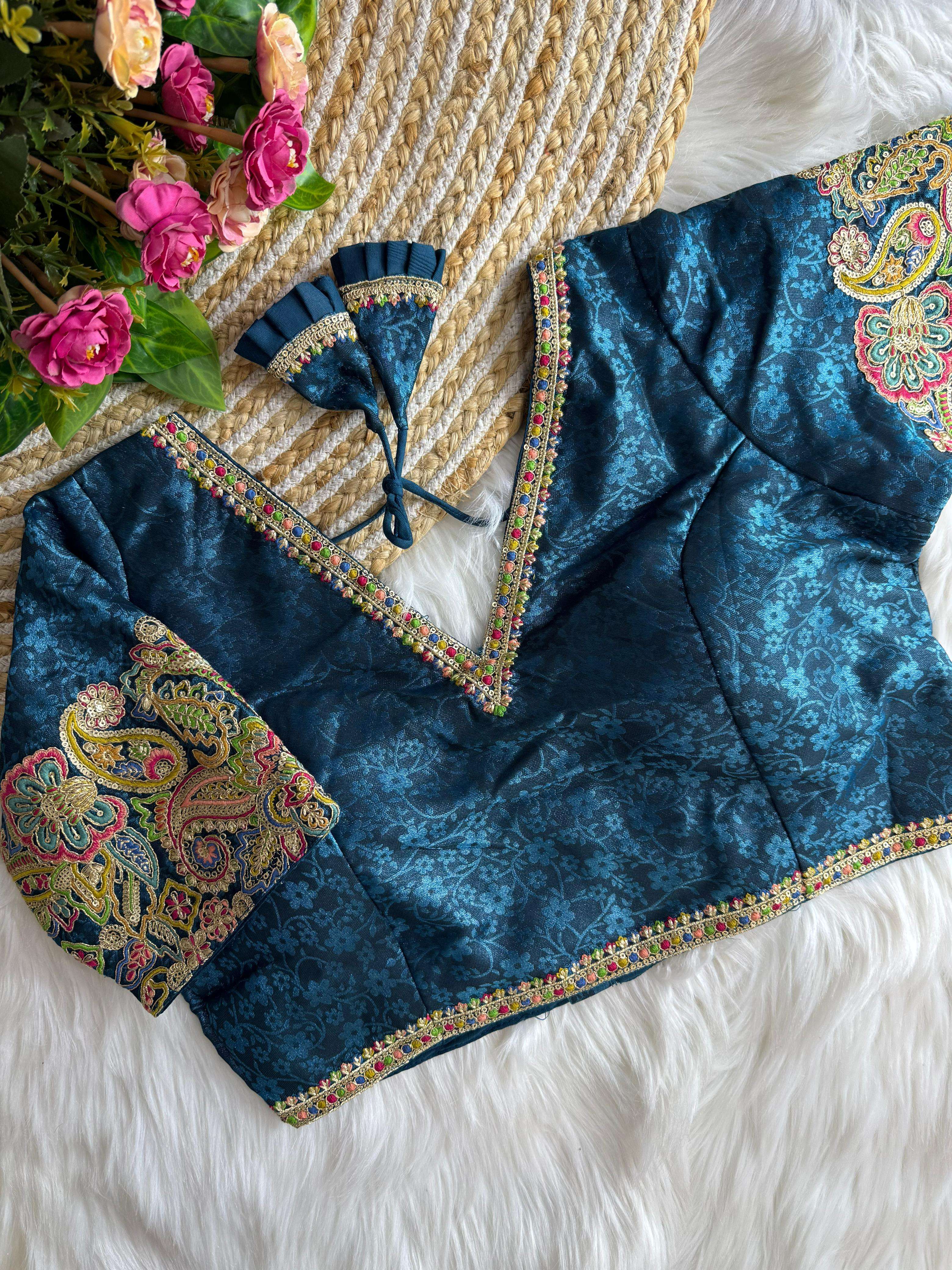 Navratri special embroidery work silk fabric stich blouse Rf