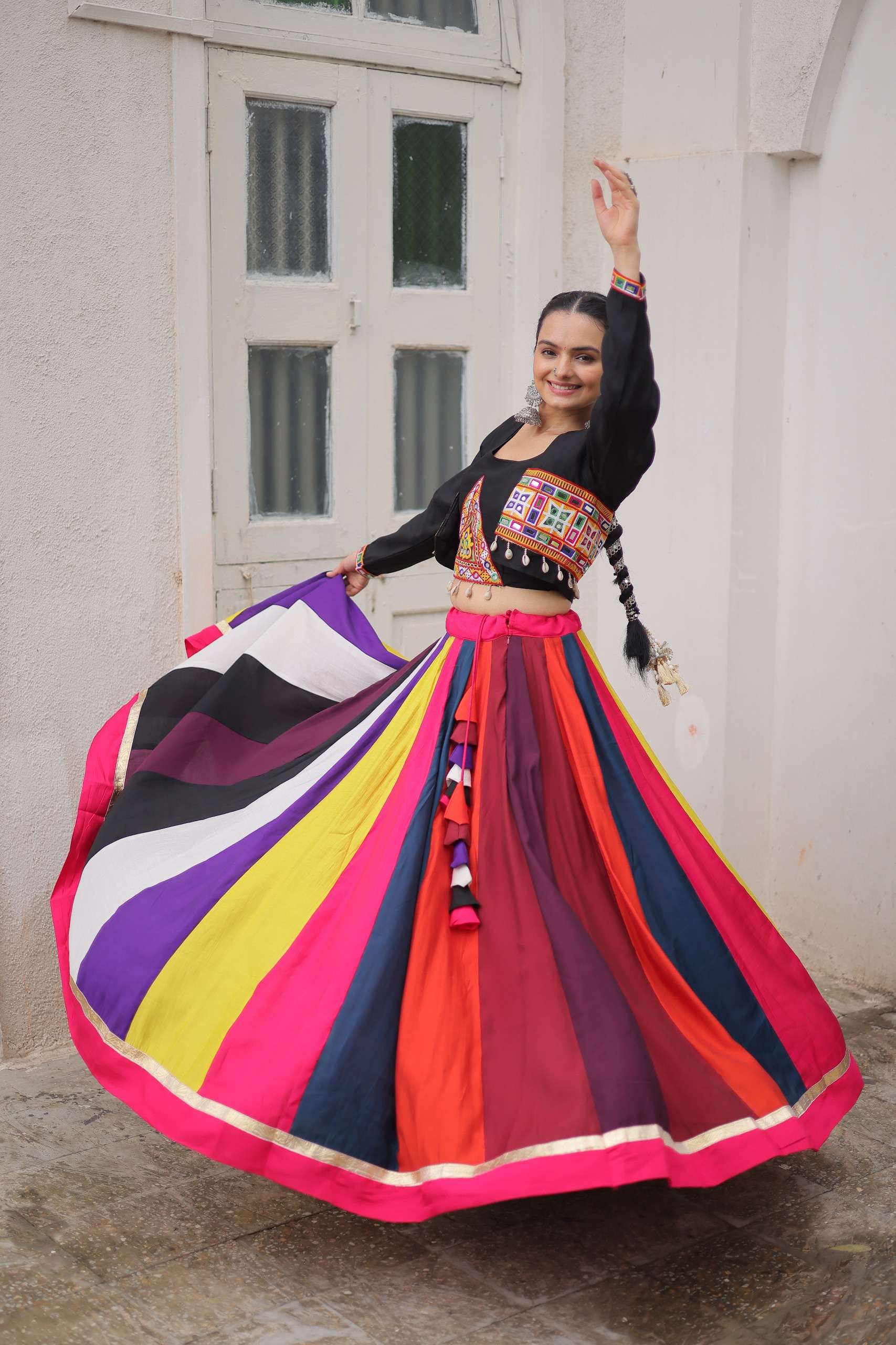 NAVRATRI SPECIAL GAMTHI WORK TOP & MULTI COLOUR LEHENGA BEST...