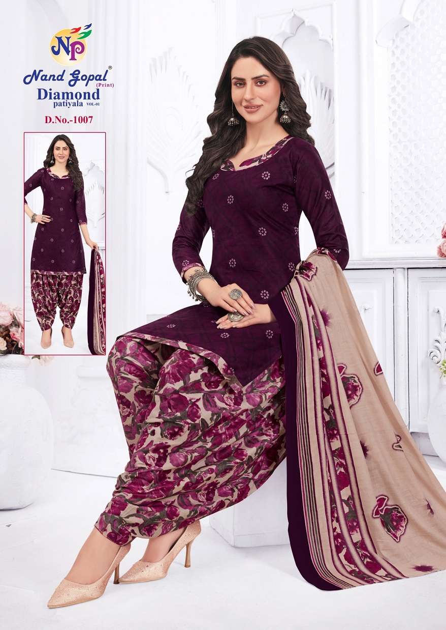 NG DIAMOND PATIYALA VOL 1 REGULAR OUTFIT COTTON PATIYALA SUI...