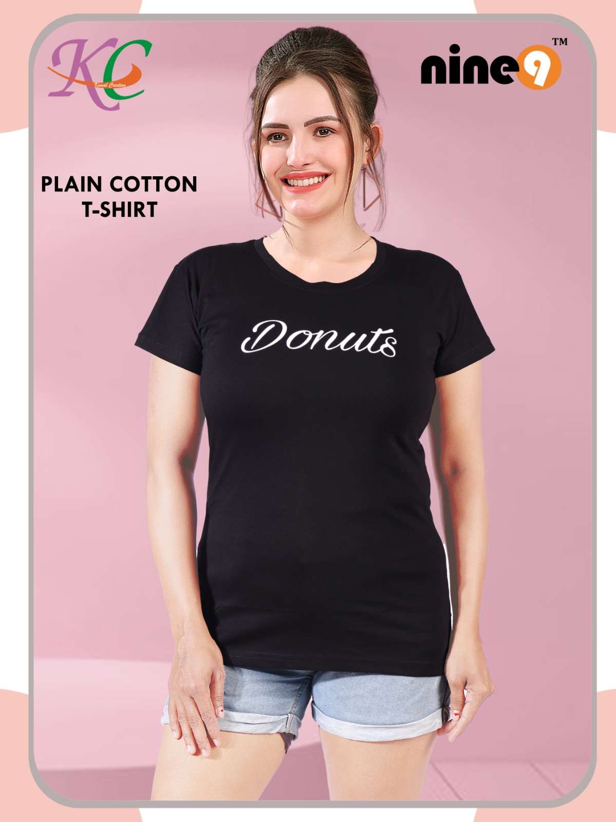 NINE 9 KC WOMEN NIGHT WEAR AND JEANS WEAR PLAIN COTTON T SHI...