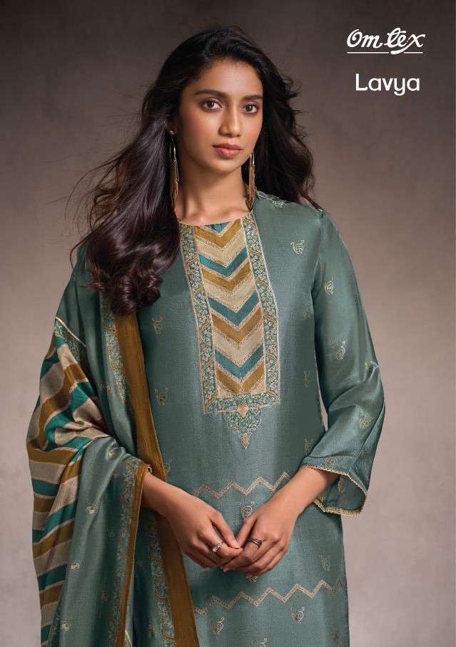 OM TEX LAVYA RUBINA SILK JACQUARD DESGN SUIT FOR MATERIAL WH...