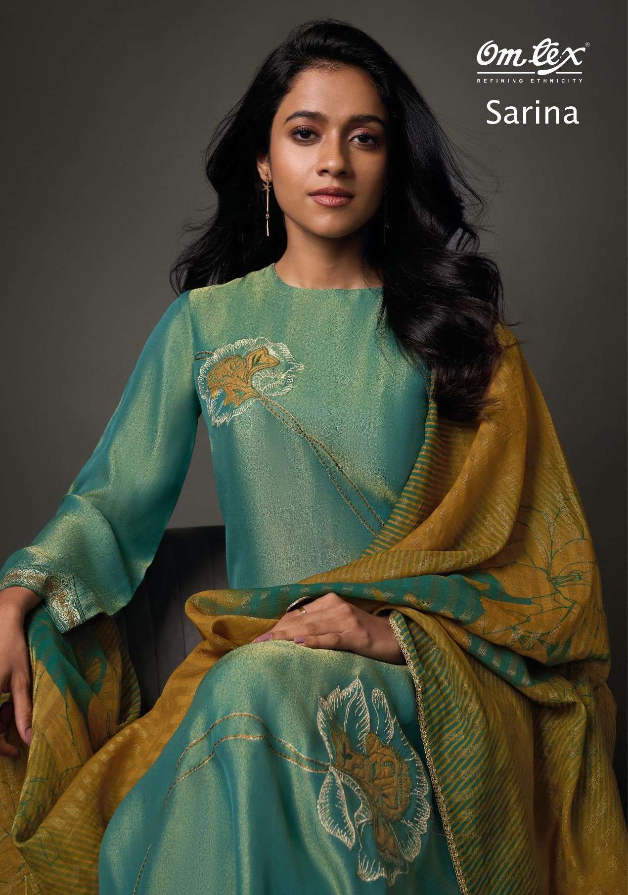 OM TEX SARINA SILK TISSUE EMBROIDERY PATCH SALWAR KAMEEZ SUP...