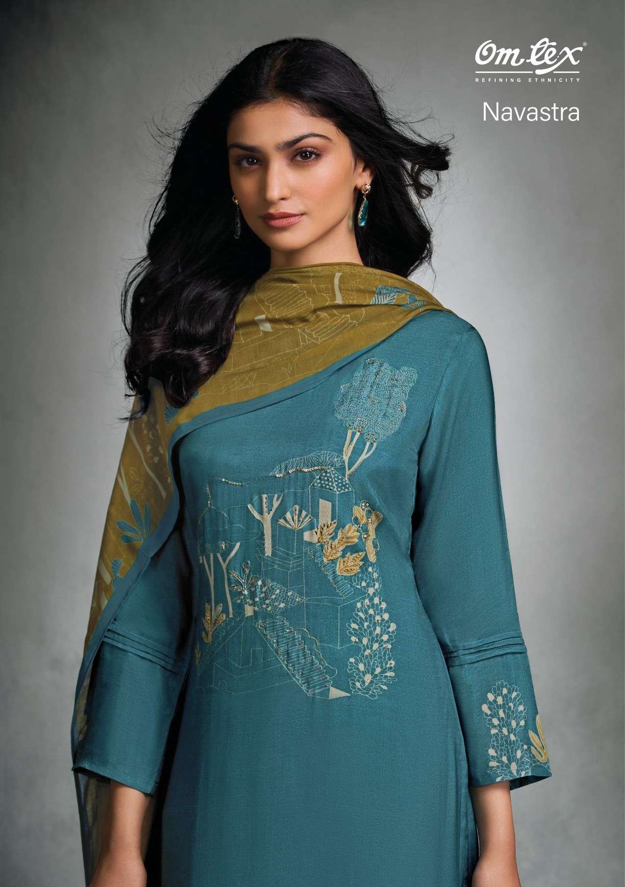 OMTEX NAVASTRA PAKIZA SILK DIGITAL HANDWORK DESIGN SALWAR SU...
