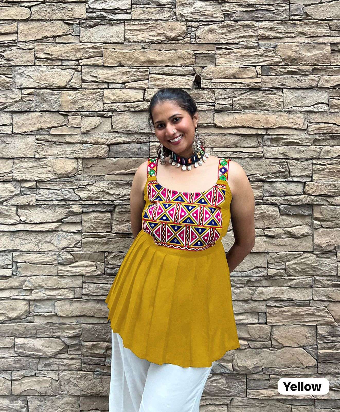 PANKHUDI 30 NAVRATRI SPECIAL GAMTHI WORK KURTI FOR WOMEN & G...