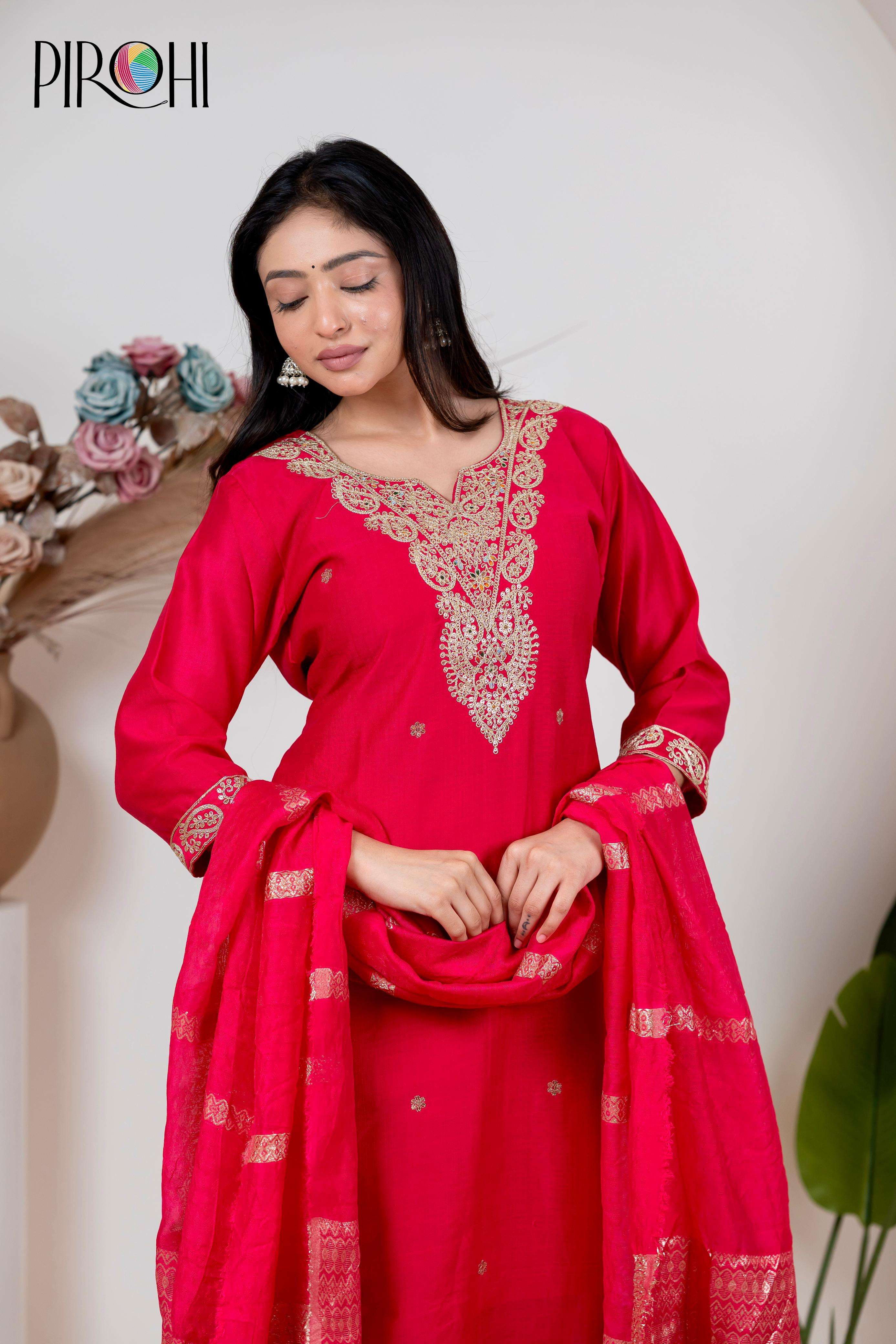 PIROHI KARISHMA FANCY STRAIGHT KURTI SUIT FOR WEDDING FESTIV...