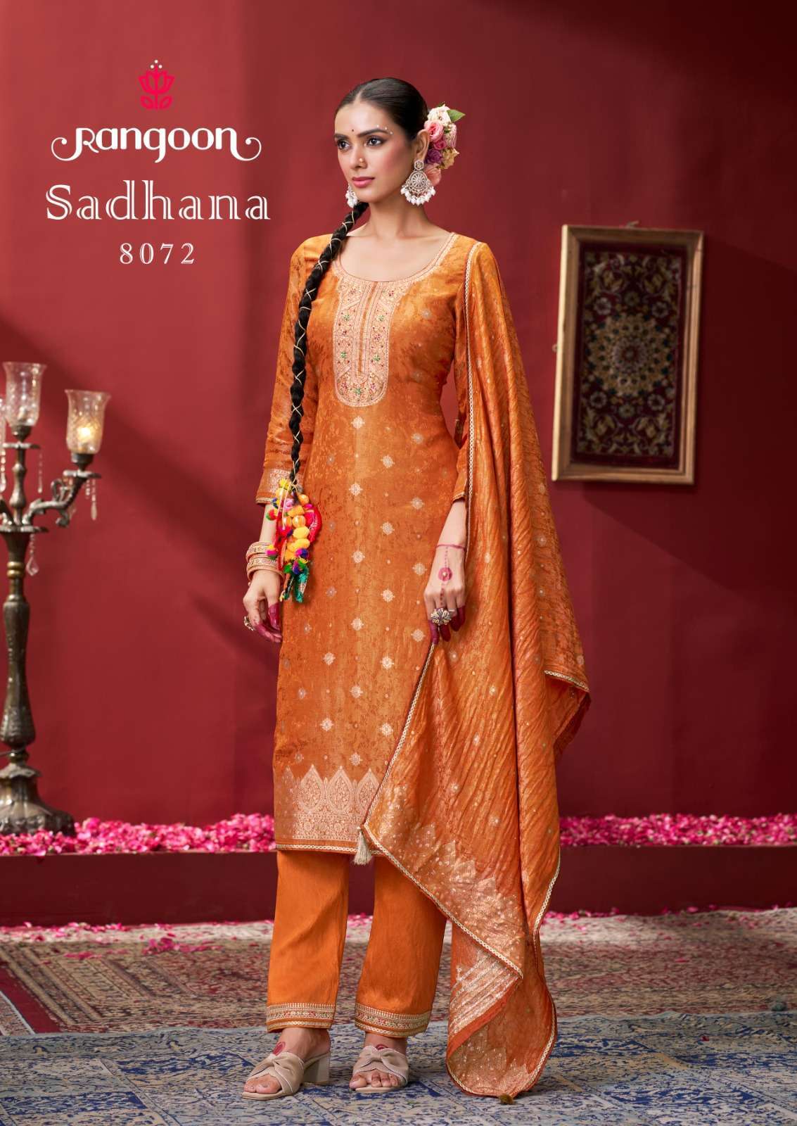RANGOON SADHANA SOUTH STYLE SILK JACQUARD DESIGN SALWAR SUIT...