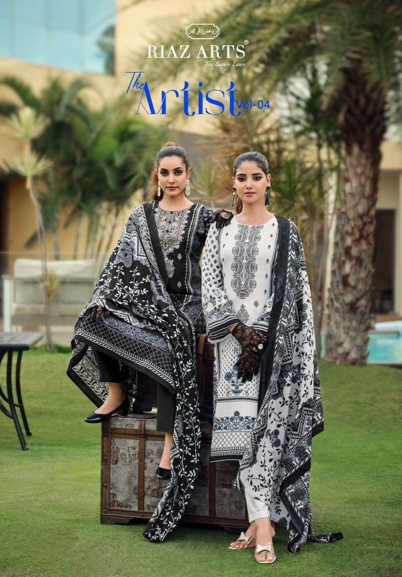 RIAZ ARTS THE ARTIST VOL 4 KARACHI LAWN CAMBRIC DESIGNER PAK...