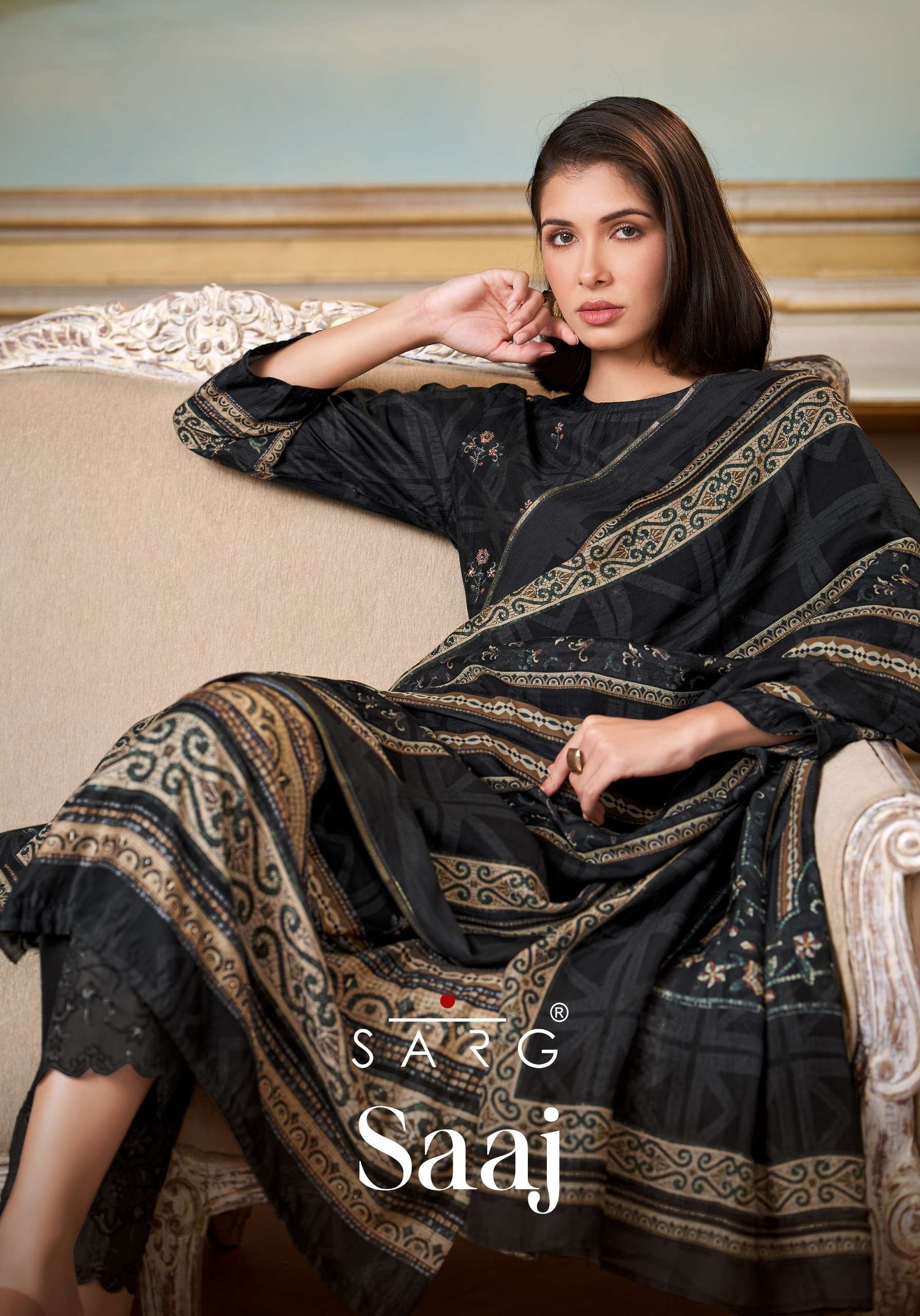 SARG SAAJ MUSLIN SILK DIGITAL PRINT UNSTITCH DRESS FOR FESTI...