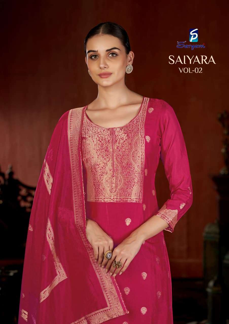 SARGAM SAIYARA VOL 2 BANGLORY SILK JACQUARD PATTERN SUIT FOR...