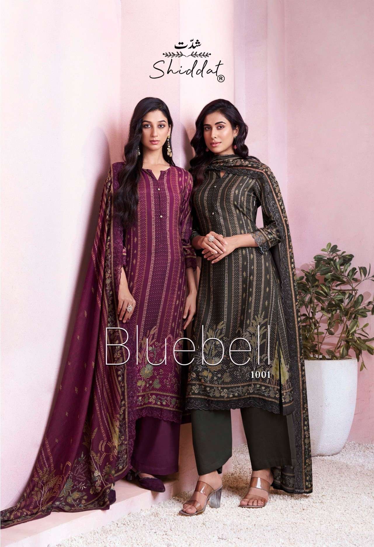 SHIDDAT BLUEBELL 1001 DIGITAL PRINTED MUSLIN ORGANZA WORK SU...