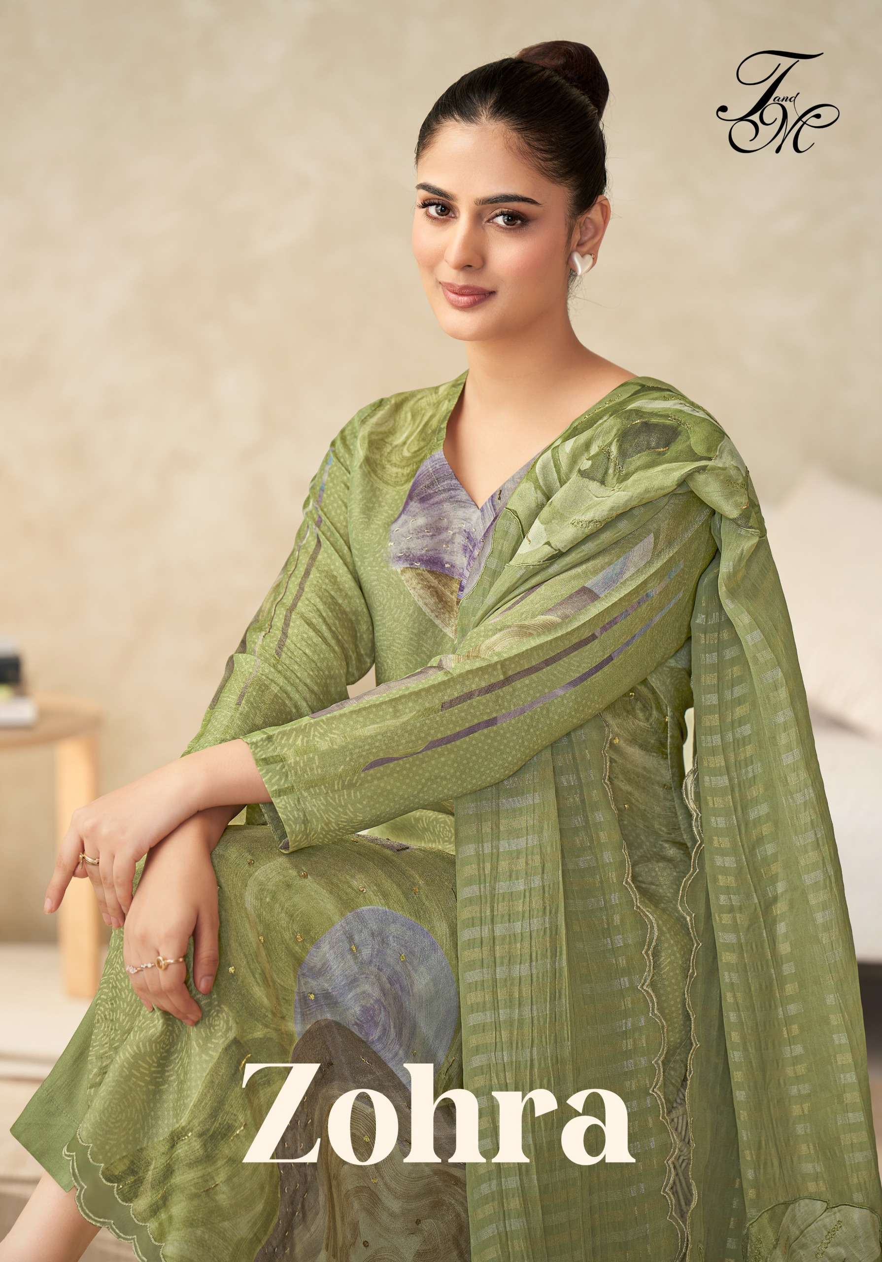 T & M ZOHRA SIMMER TISSUE DIGITAL PRINTED UNSTITCH SALWAR SU...