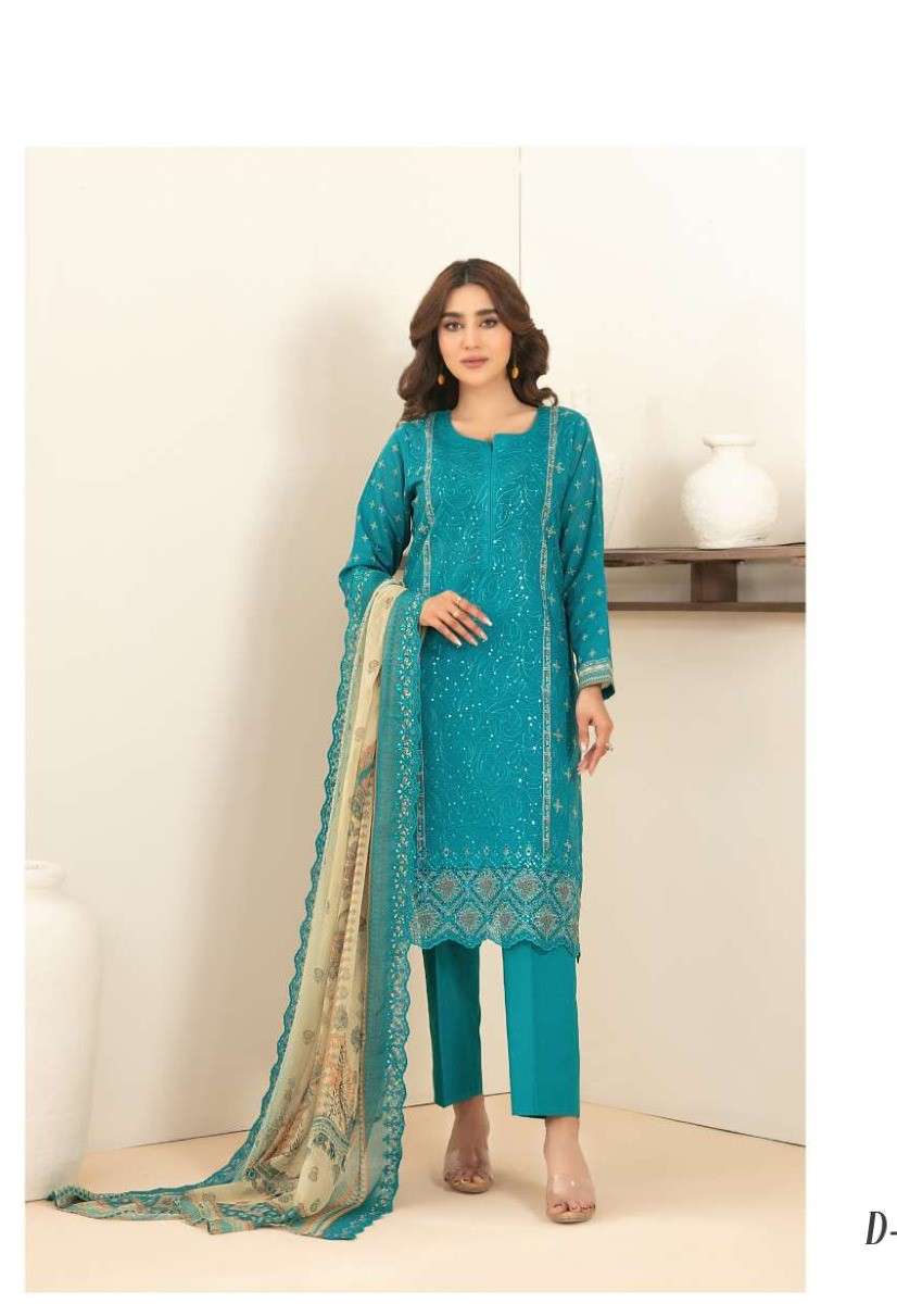 TAWAKKAL FABRICS SAALIHAN SURAT BRAND UNSTITCH EMBROIDERY DI...