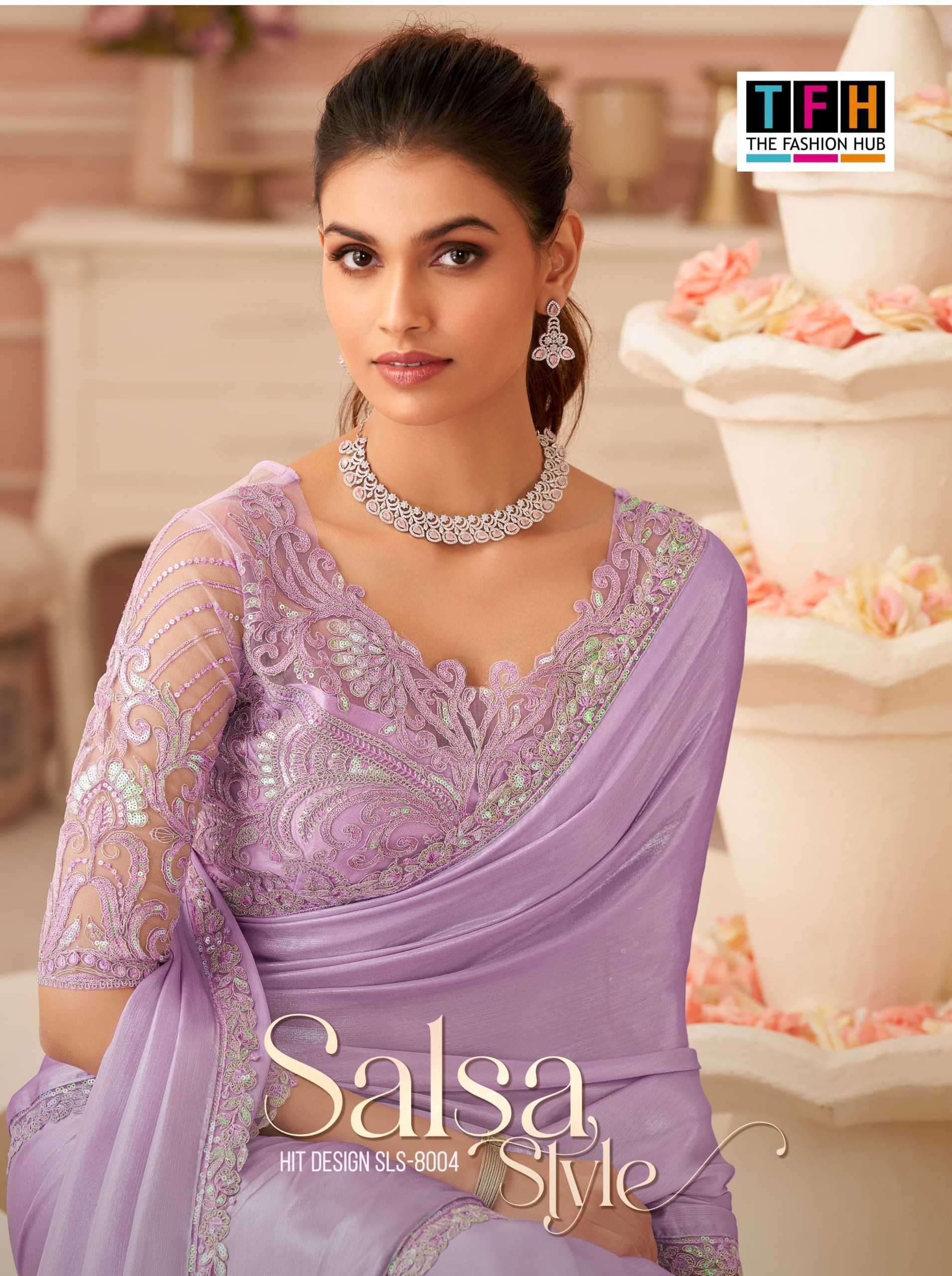 TFH SALSA STYLE 8004 CHIFFON FABRIC HEAVY BORDER SAREE BEST ...
