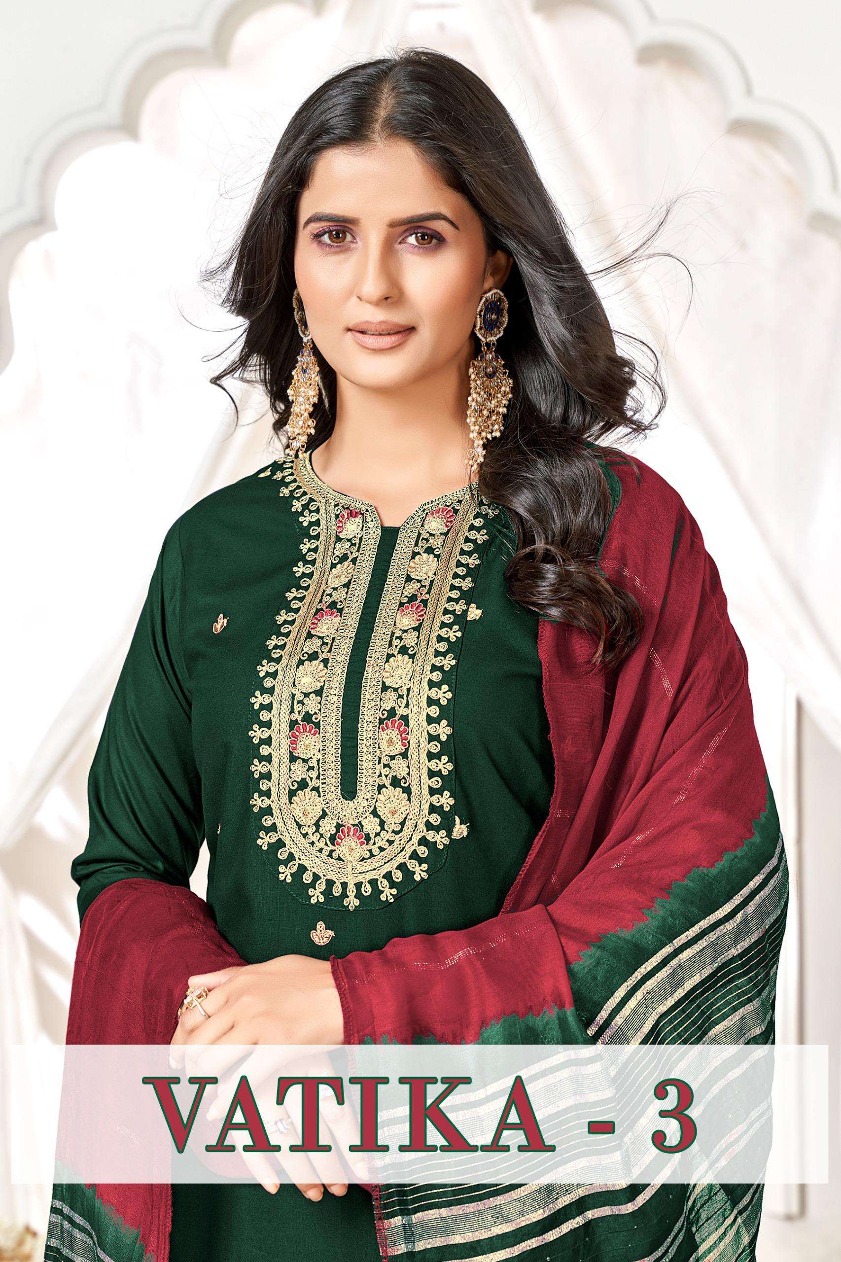 VATIKA VOL 3 HEAVY RAYON GOLD PRINT SALWAR SUIT FOR DIWALI O...