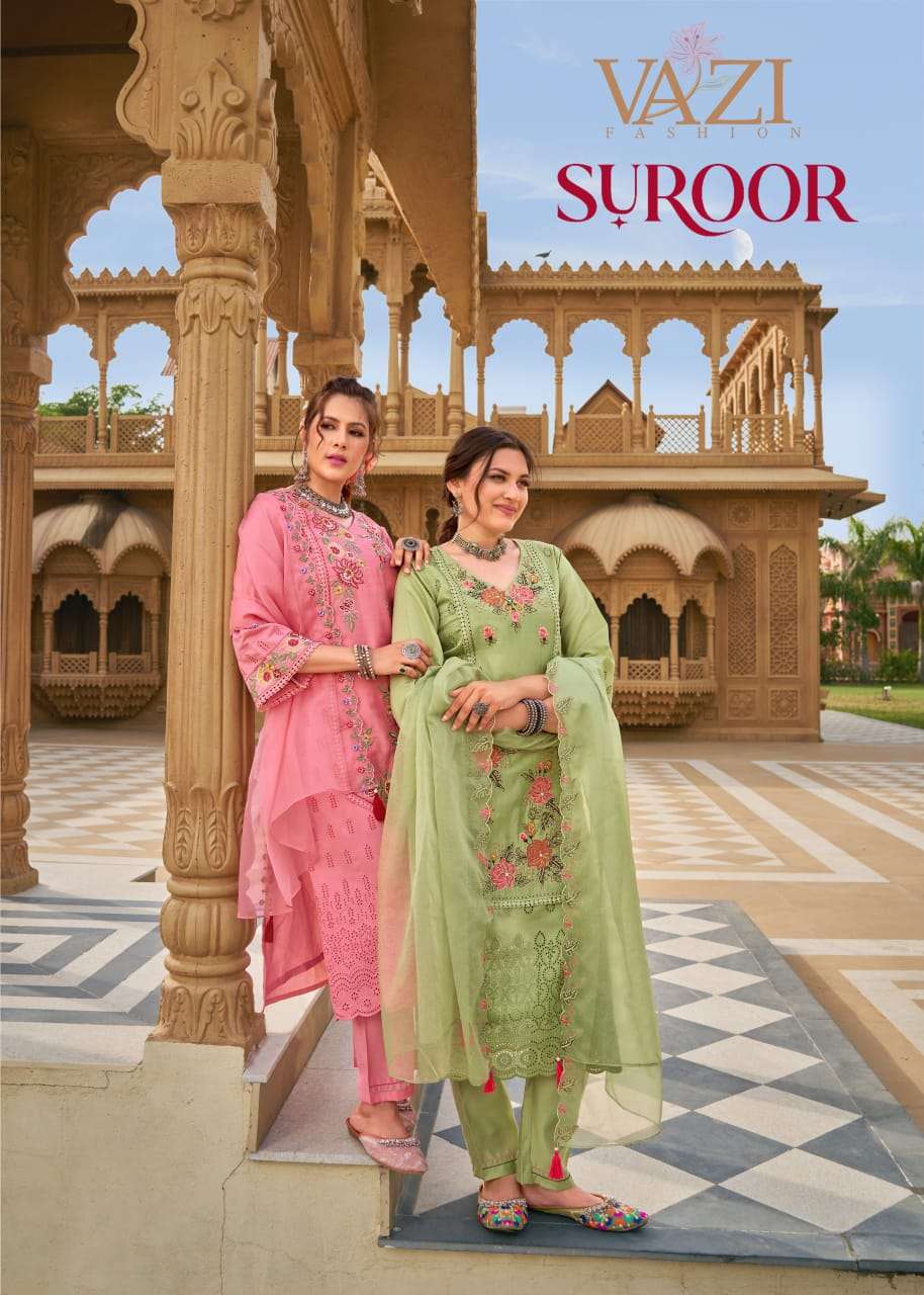 VAZI FASHION SUROOR FESTIVAL CLOTH CHANDERI EMBROIDERY READY...