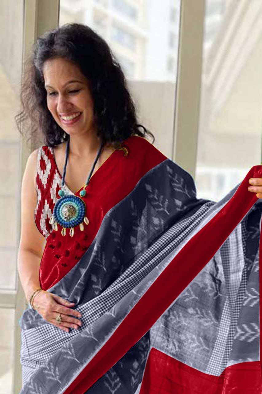 115 AAITAWATH SUMMER SEASON COTTON IKKAT PRINT SAREE FOR SUR...