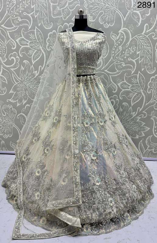 2891 PHENOMENAL LOOK PERFECT RECEPTION WEAR WHITE MULTI WORK...