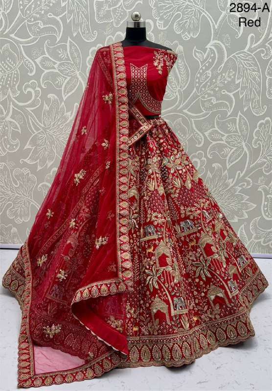 2894 TREMENDOUSE EMBROIDERY PATTERN NEW SEASON BRIDAL LEHENG...
