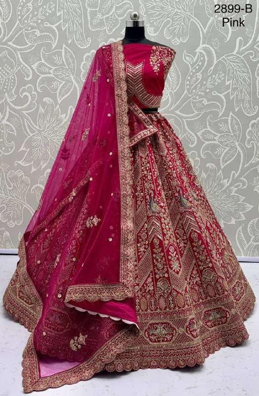 2899 BOUTIQUE QUALITY PEACOCK PATTERN RED BRIDAL LEHENGA CHO...