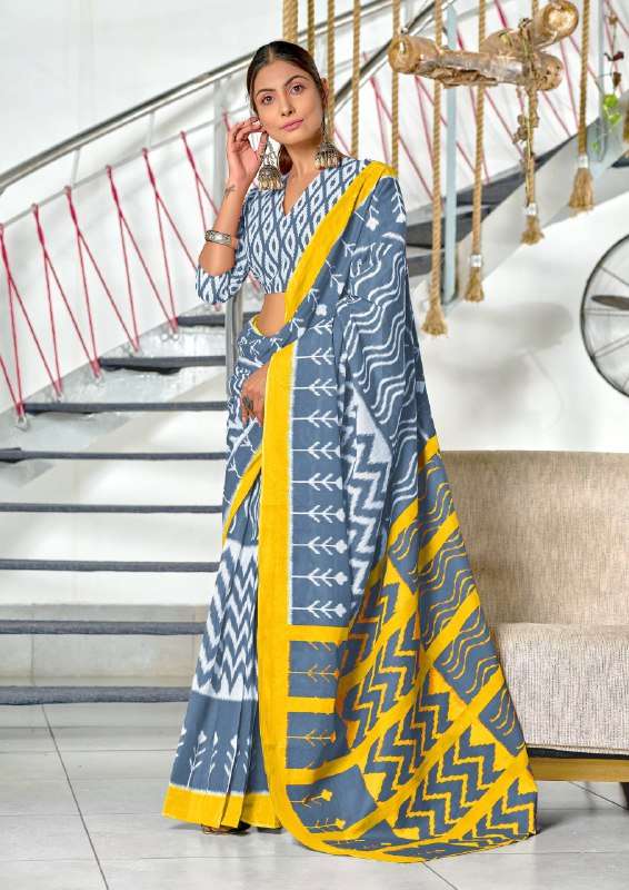 40 KALINI SUMMER REGULAR IKKAT PRINT COTTON SAREE LOW PRICE ...
