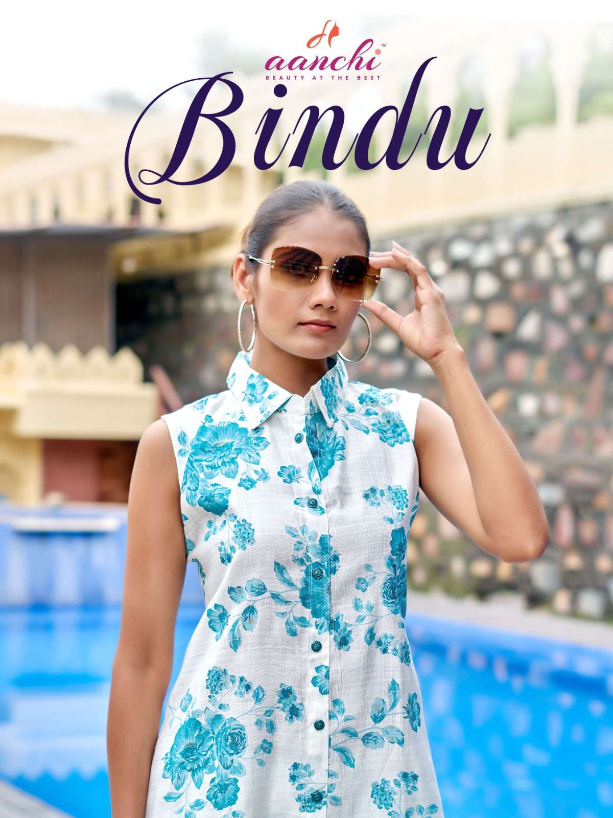 AANCHI BINDU CASUAL SLEEVELESS KURTI PALAZZO TREND OUTFIT WO...