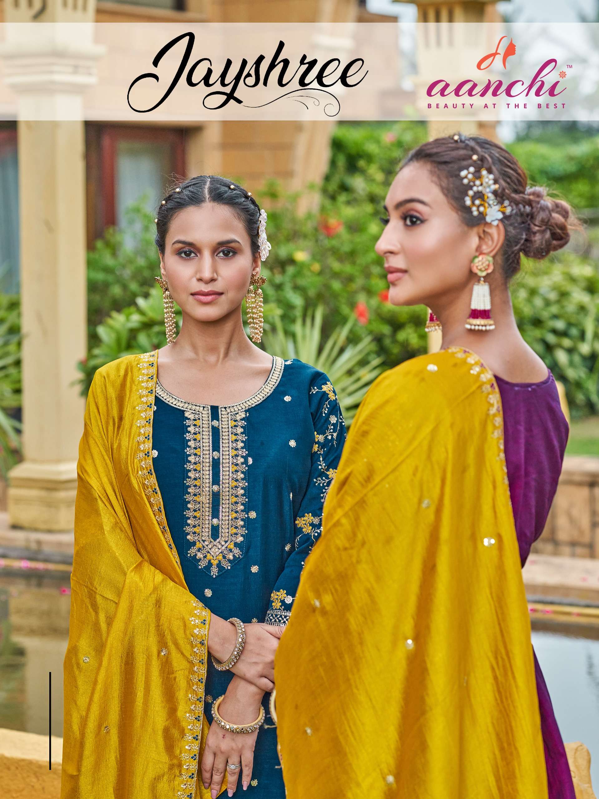 AANCHI JAYSHREE VICHITRA SILK FANCY CONTRAST DUPATTA SET FOR...