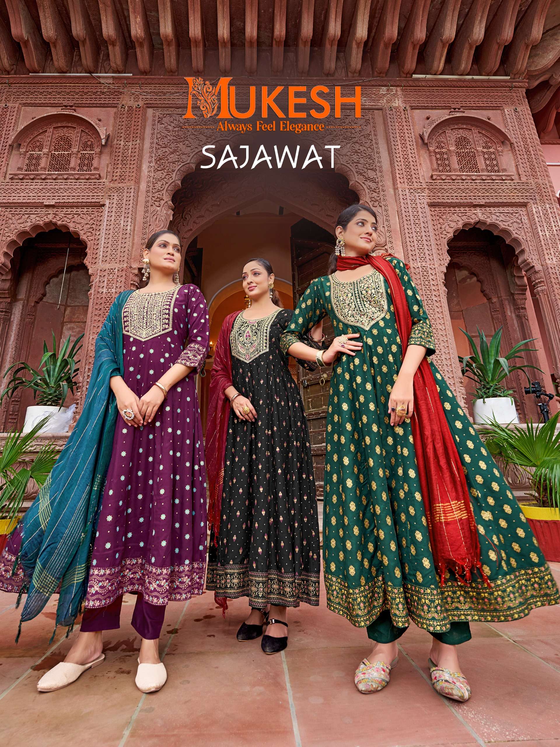BANWERY SAJAWAT 14KG RAYON WITH HEAVY SEQUENCE WORK ANARKALI...