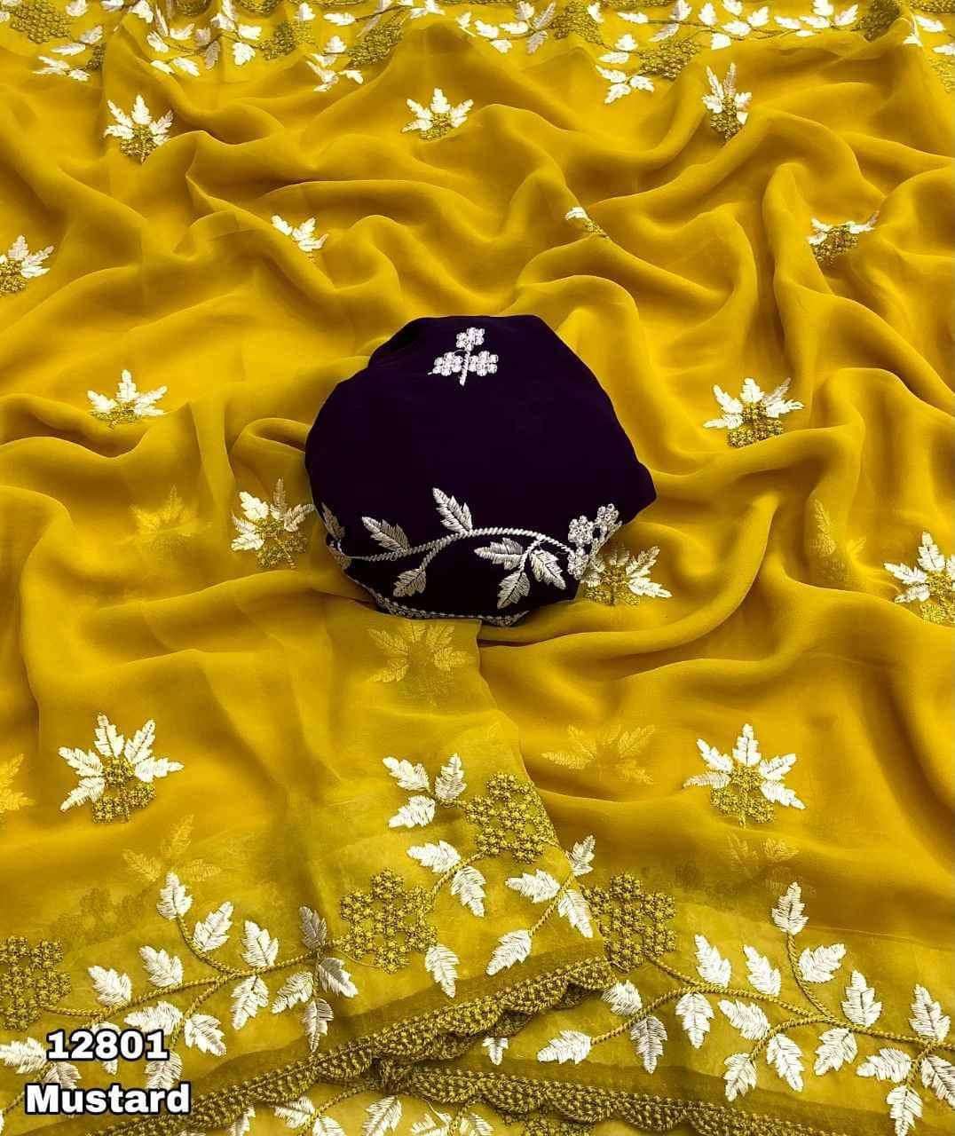 BEAUTIFUL EMBROIDERY WORK GEORGETTE FABRIC FANCY LOOK SAREE ...