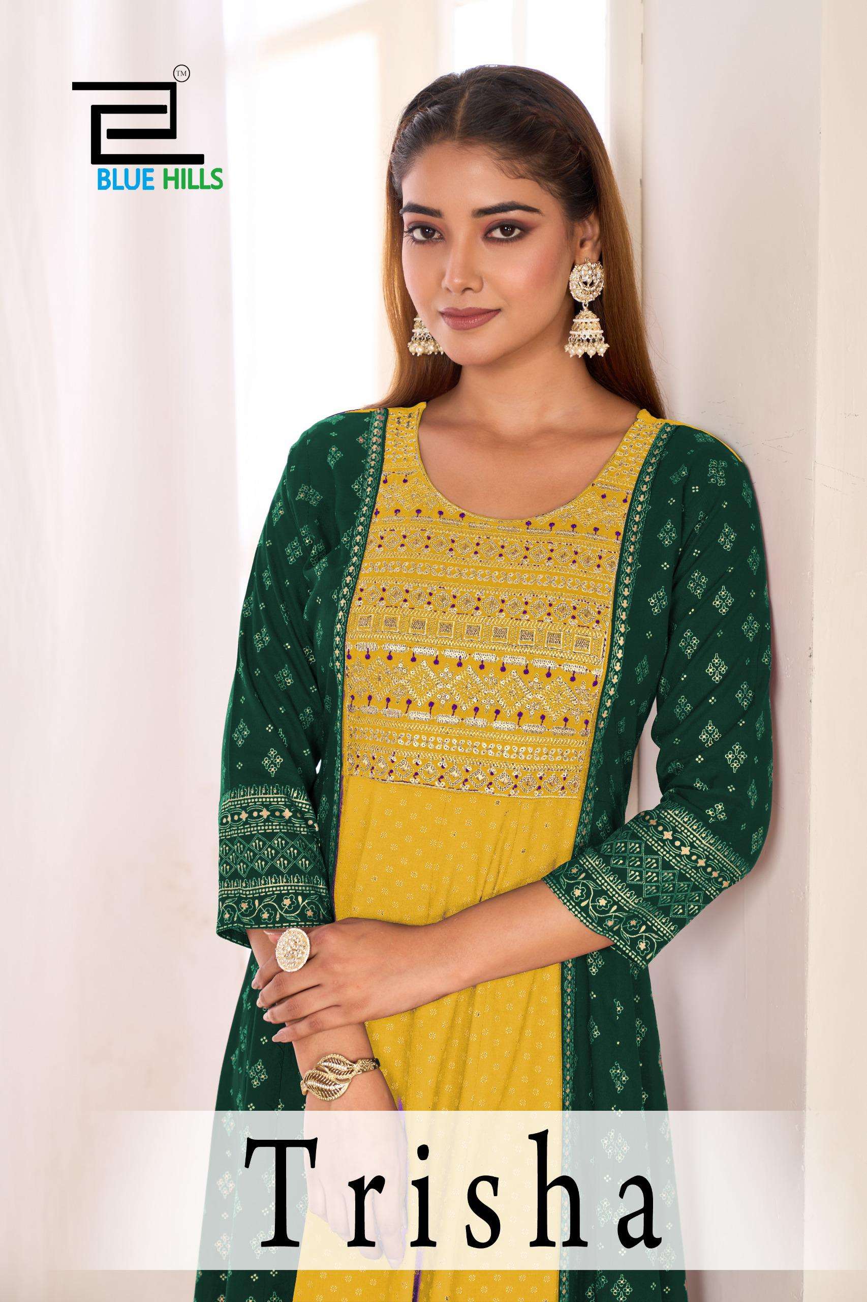 BLUE HILLS TRISHA FAMILY FUNCTION ANARKALI GOWN WITH CLASSIC...