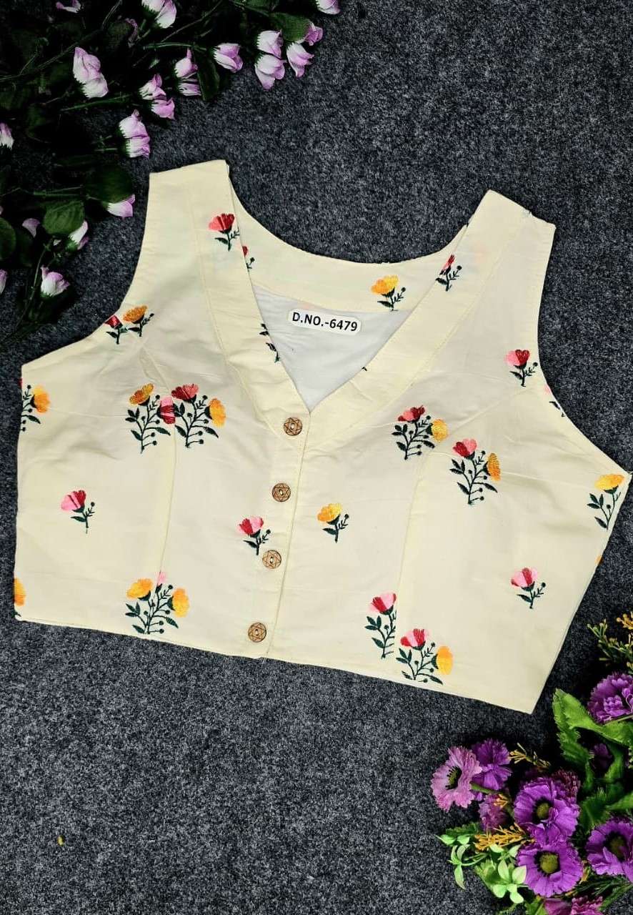 DAILY SAREE WEAR WOMEN COTTON DEEP V SHAPED NECKLINE AND BAC...