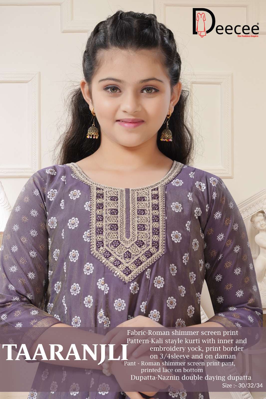 DEECEE TAARANJLI SIMMER PRINT KALI STYLE KURTI FOR KIDS WEAR...