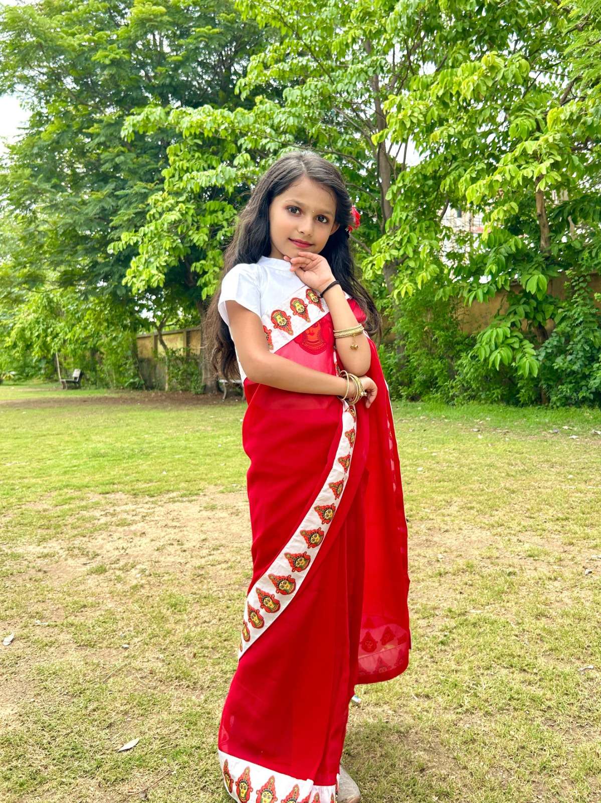 DURGA PUJA SPECIAL LITTLE GIRLS DOLA SILK FABRIC FANCY PRINT...