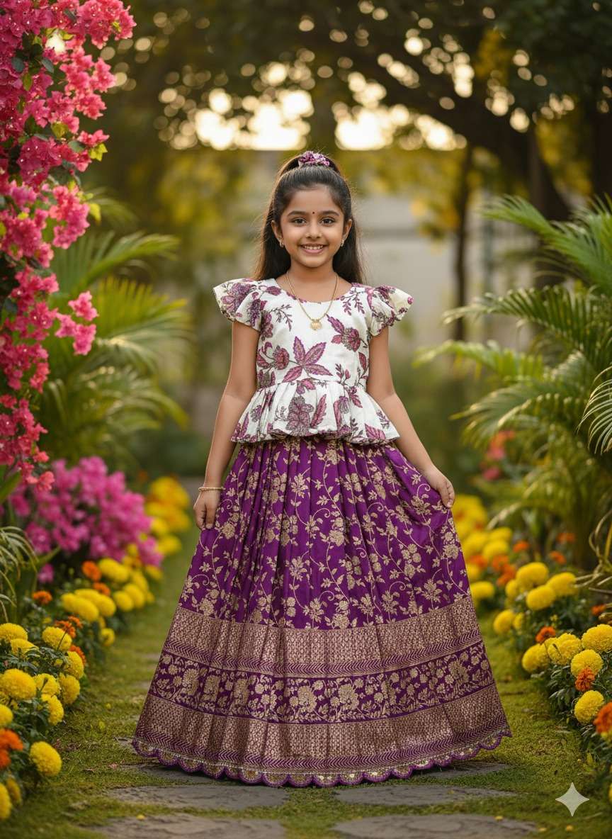festival special Crepe Fabric Weaving Design Kids Special Le...