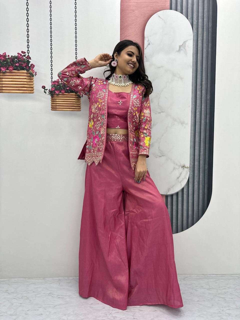 Festival special Embroidery work koti with simmer fabric pla...