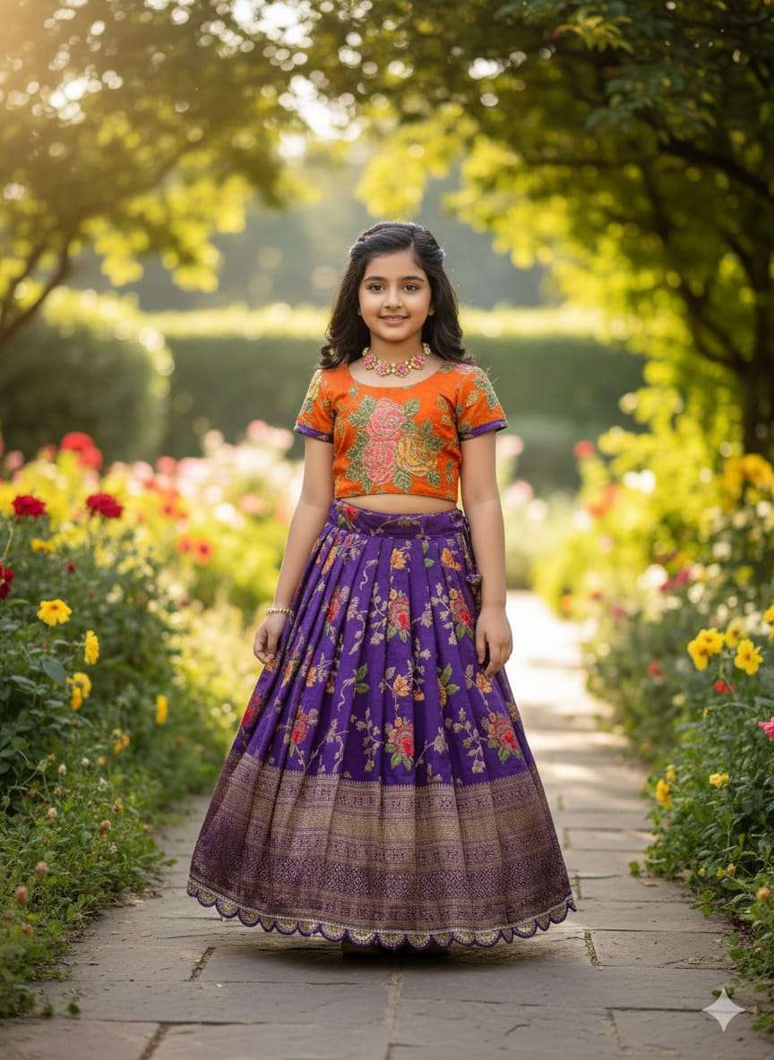 Festival Special Kids Wear Viscose SIlk Fabric Designer Look...