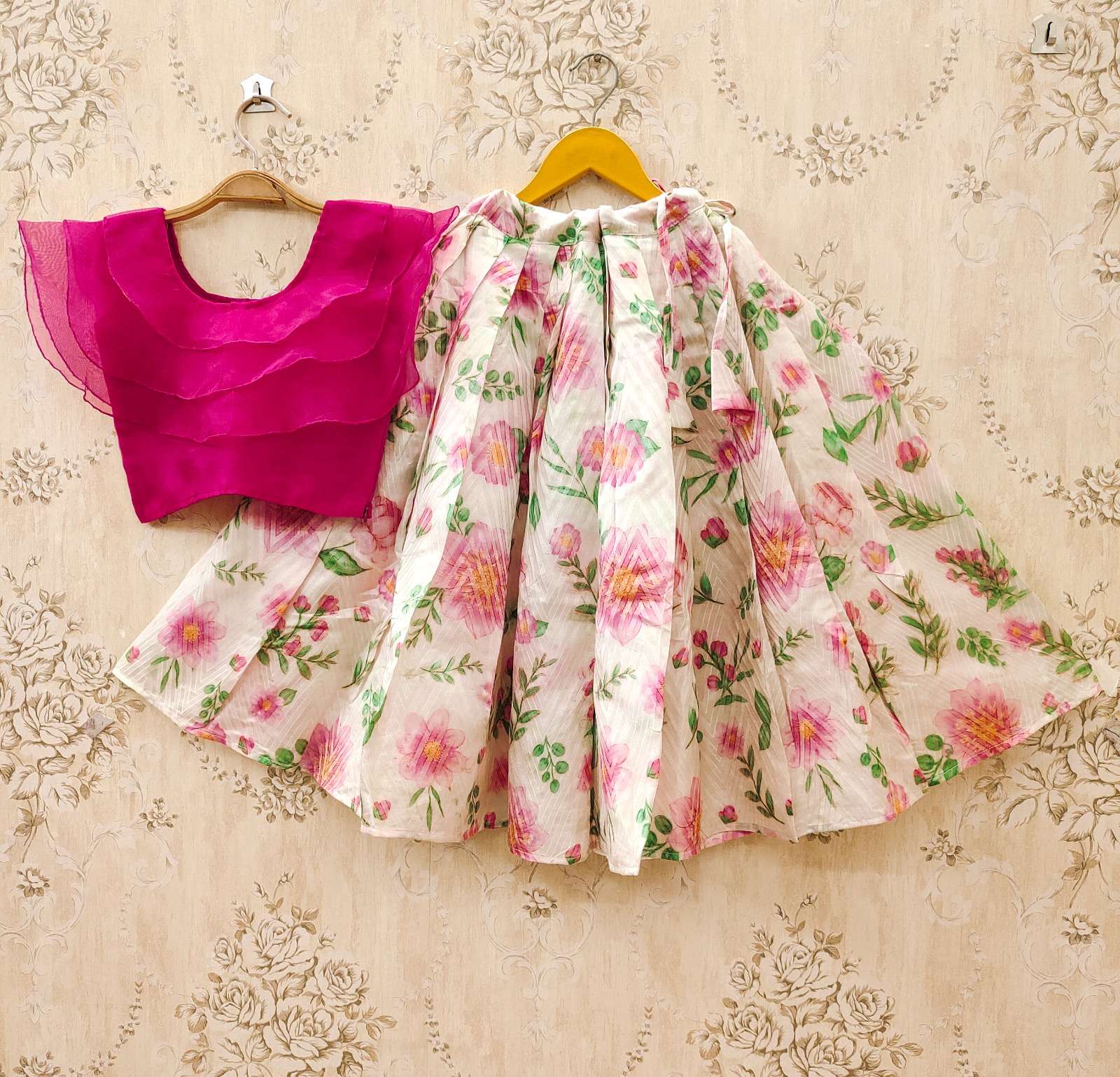 FESTIVAL SPECIAL READYMADE ORGANZA FLOWER PRINTED SKIRT KIDS...