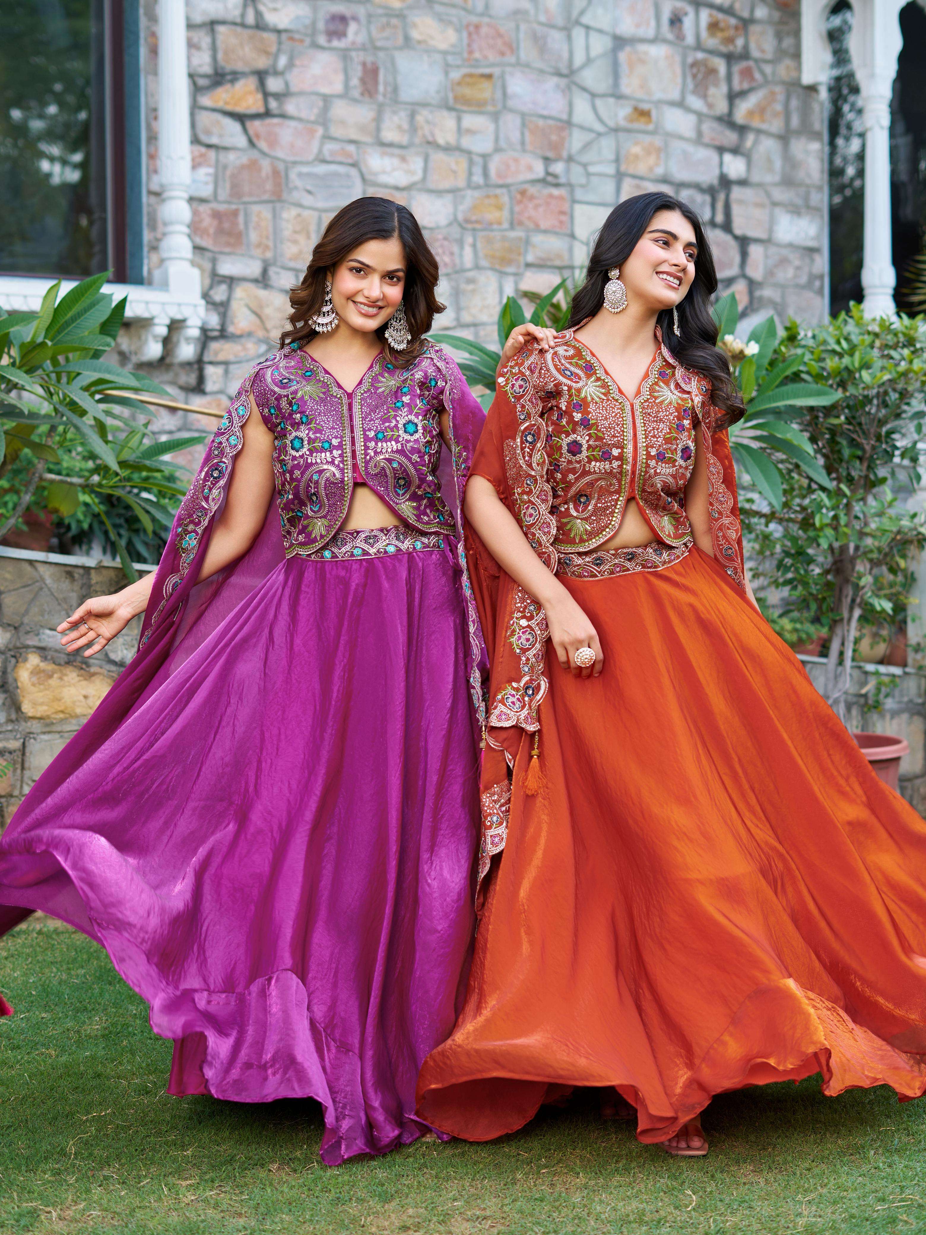  Festival special silk fabric embroidery Work readymade lehe...