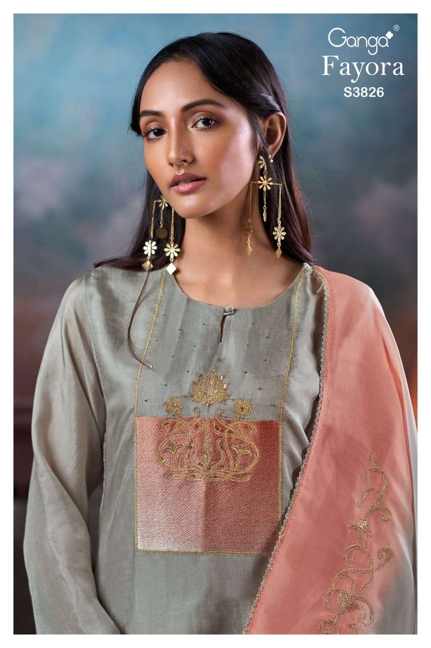 GANGA FAYORA 3826 PURE BEMBERG HABUTAI SILK SOLID COLOR WORK...