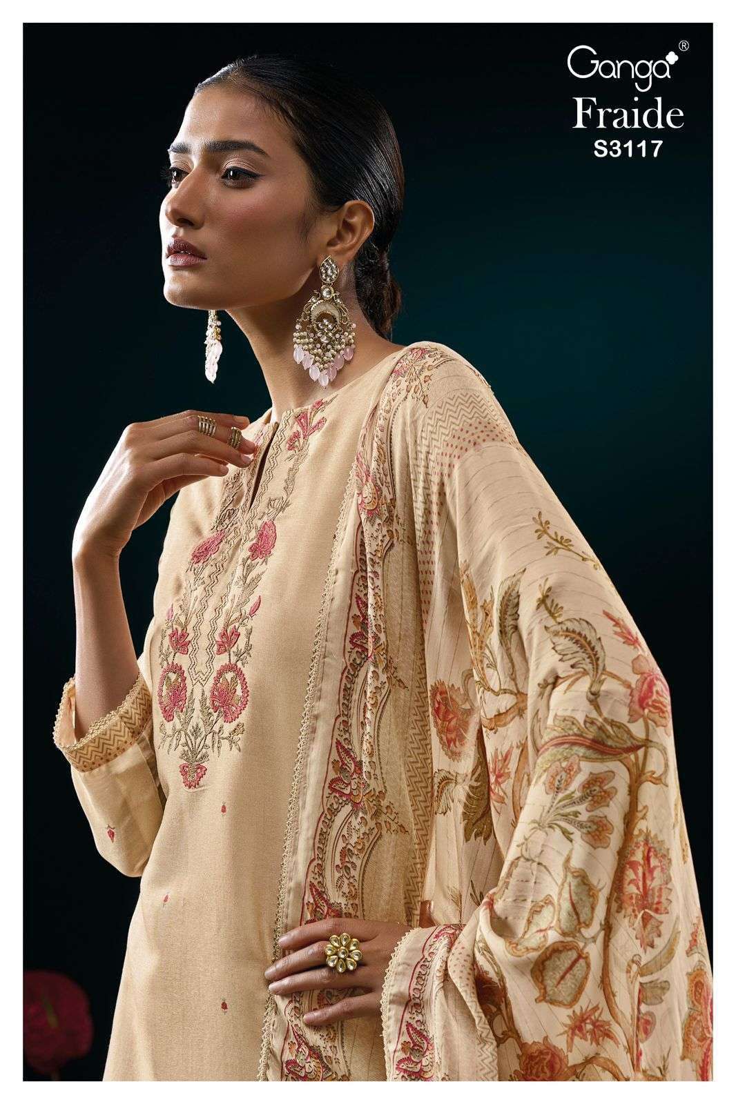 GANGA FRAIDE 3117 GADWAL SILK JACQUARD PATTERN SUIT FOR UNST...