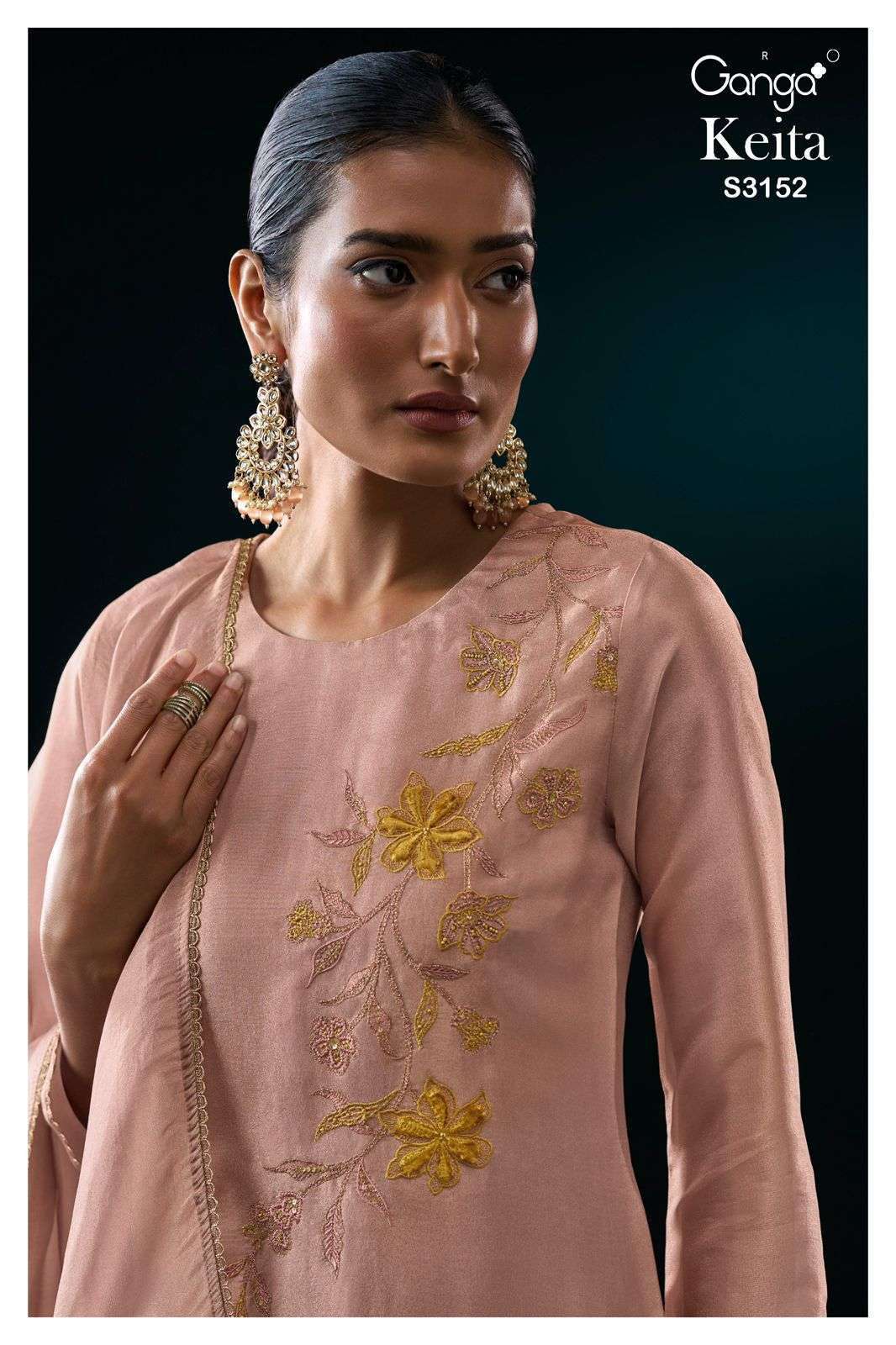 GANGA KEITA 3152 GADWAL SILK SOLID COLOR HANDWORK SUIT FOR W...